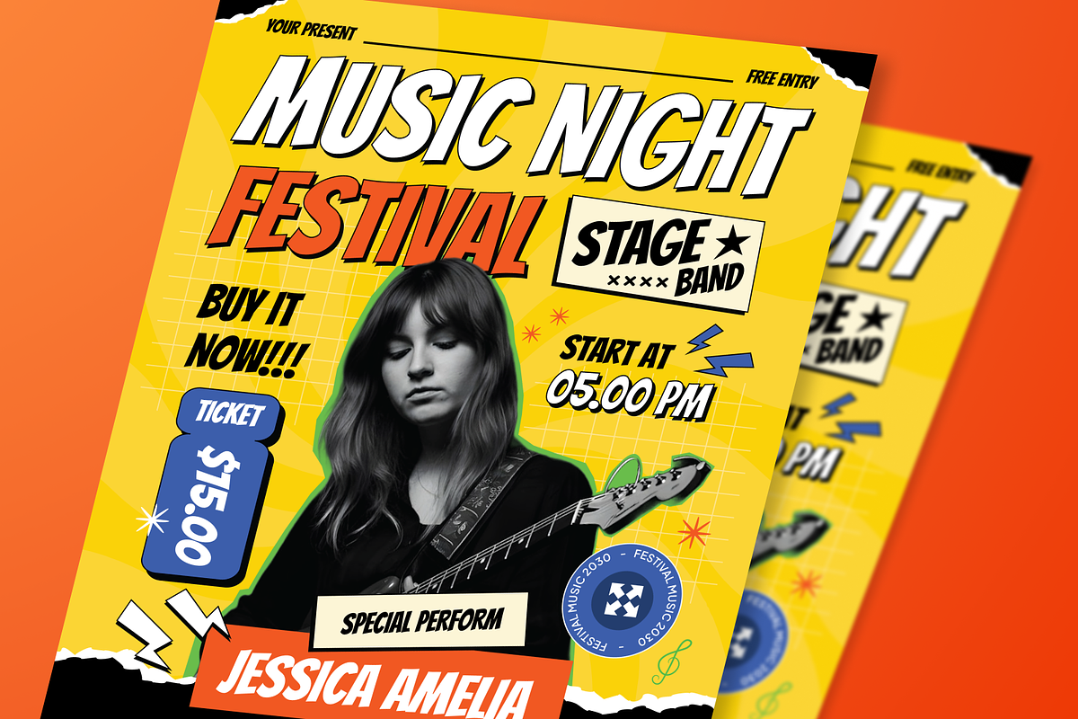 Music Flyer Set, a Flyer Template by SquidPixey (Photo 5 of 5)
