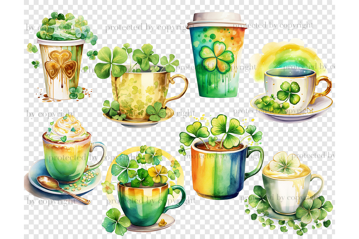 St.Patrick’s Day Coffee PNG, a Seasonal Illustration by GlamArtZhanna (Photo 5 of 6)