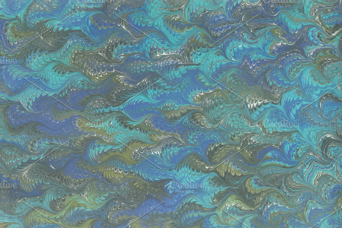 2 Hand Marbled Papers Blue Dreams, a Texture Graphic by Marblingdom (Photo 3 of 3)