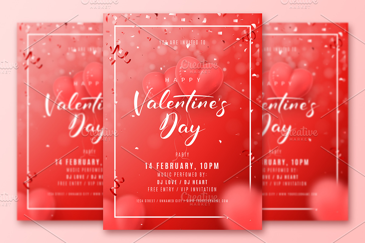 Valentine's Day Party Package, a Poster Template by Andrey Yaroslavtsev (Photo 2 of 6)