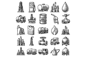 Oil and Gas Industry Clipart Set, an Object Graphic by RT Studio
