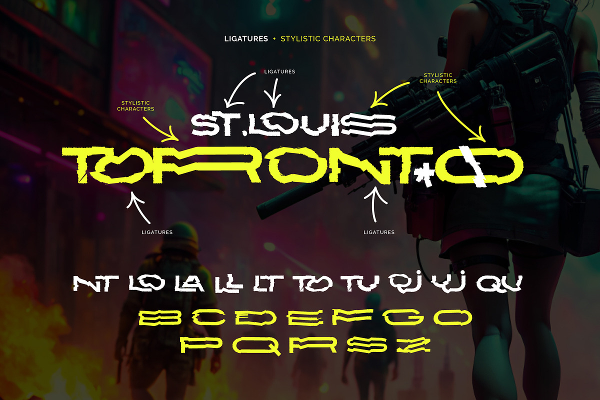 Glockr - Broken Cyberpunk Font, a Sans Serif Font by AaType. (Photo 4 of 6)
