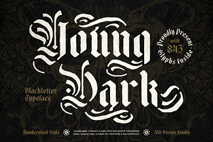 Young Dark Typeface, a Blackletter Font by alit design