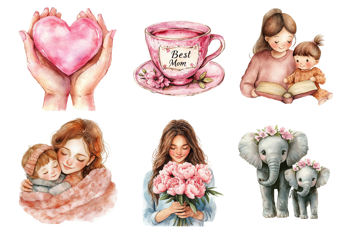 Pink Mother's Day Clipart, an Illustration by SinaCreation (Photo 3 of 5)
