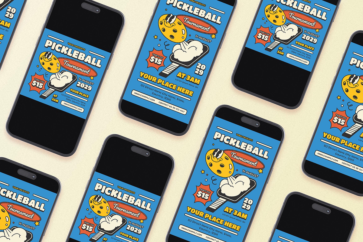 Cartoon Pickleball Tournament Flyer, a Flyer Template by Aiyari Graphic (Photo 2 of 3)
