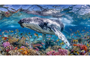 A humpback whale glides effortlessly, an Animal Photo by ZinetroN