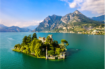 Castle on Loreto Island on Lake Iseo, an Architecture Photo by Leonid Andronov