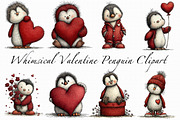 Whimsical Valentine Penguin Clipart, an Illustration by Libby Wishes (Thumbnail 5 of 6)