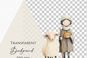 Nativity scene, watercolor clipart, a Seasonal Illustration by Invite to Clipart (Thumbnail 5 of 5)