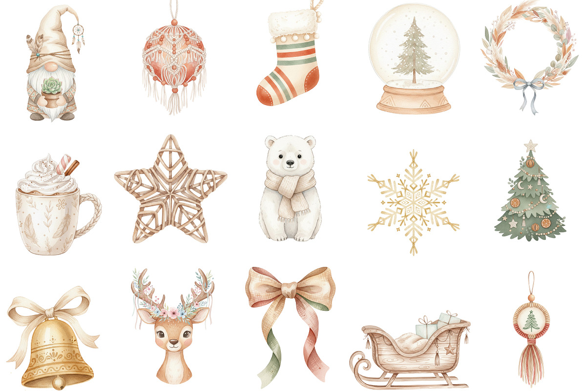 Cute Boho Christmas, an Illustration by Designking (Photo 2 of 5)