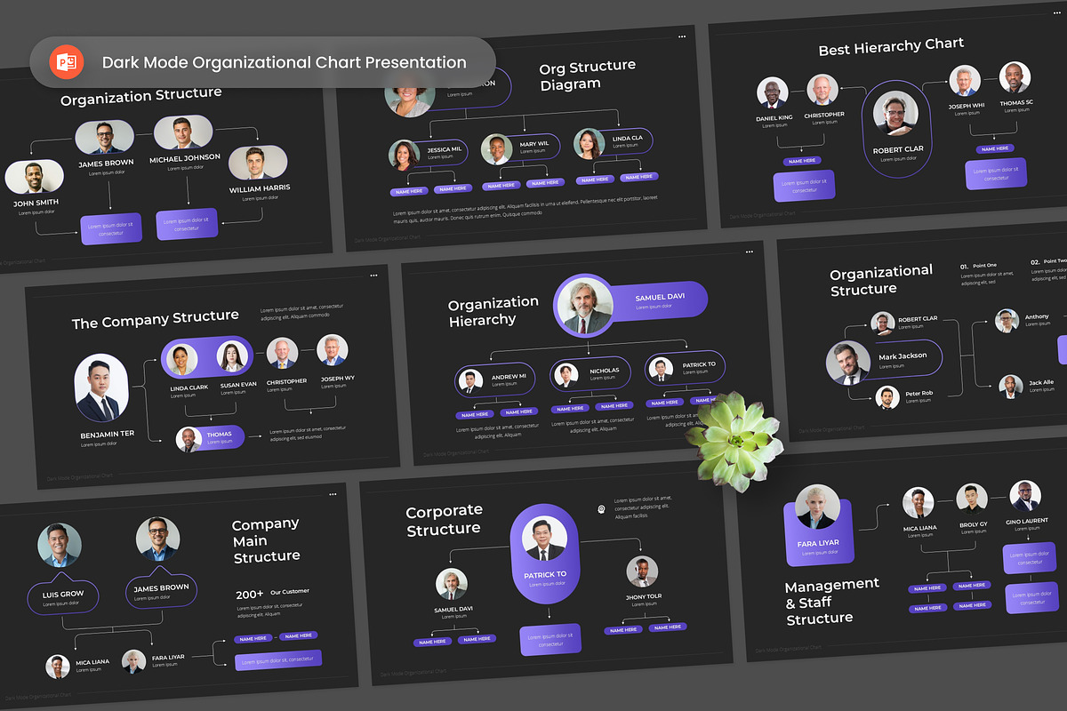 Dark Mode Organizational Chart PPT, a Presentation Template by Antstheme (Photo 1 of 2)