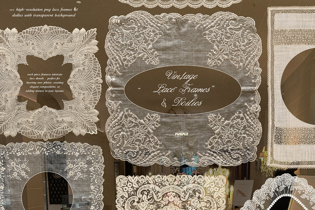 Vintage Lace Frames & Doilies, an Object Graphic by Purple (Photo 3 of 14)