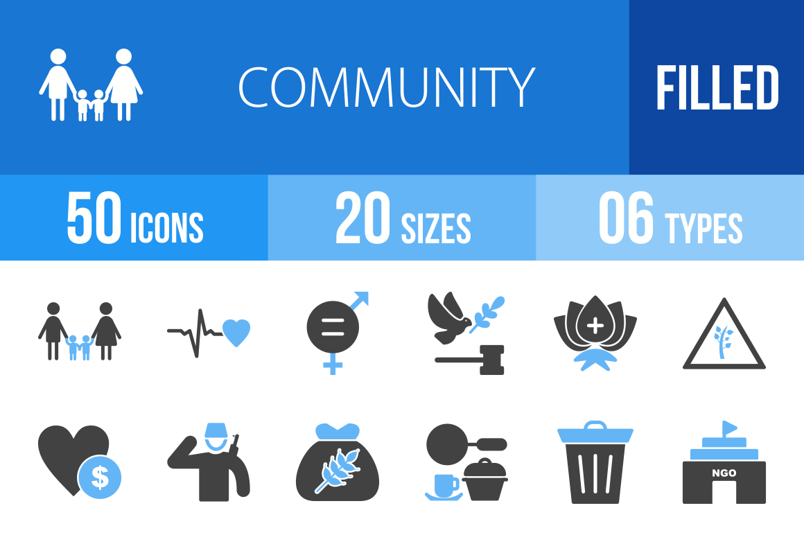 50 Community Blue & Black Icons, an Icon by IconBunny