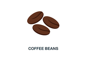 Coffee Beans Flat Icon. Color Simple