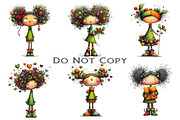 Quirky Holly Girl Clipart, an Illustration by Craft Nest (Thumbnail 7 of 9)