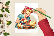 Watercolor Pin-up Housewife, a Seasonal Illustration by Craft Nest (Thumbnail 2 of 5)