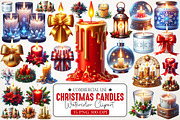 Christmas Candles Watercolor Art, an Illustration by RobertsArt (Thumbnail 1 of 7)