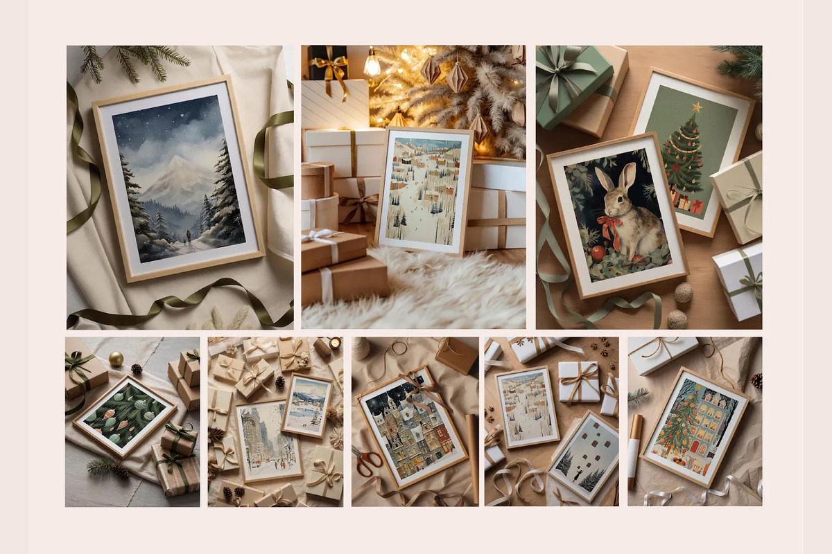 Bundle Christmas Frame 15 Mockups, a Merchandise Mockup by Tomasz Ganclerz (Photo 2 of 7)