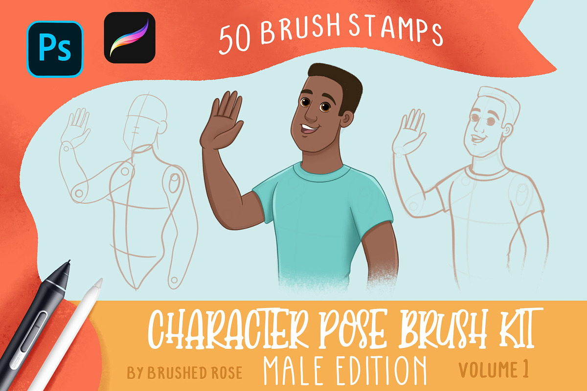 Character Pose Brush Kit - Male, a Brush Add-On by Brushed Rose (Photo 1 of 3)