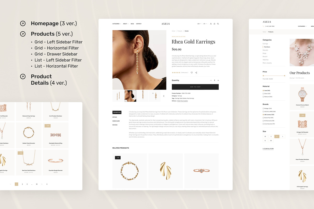 Jewelry E-Commerce Website UI Figma, an UI Kit Template by peterdraw