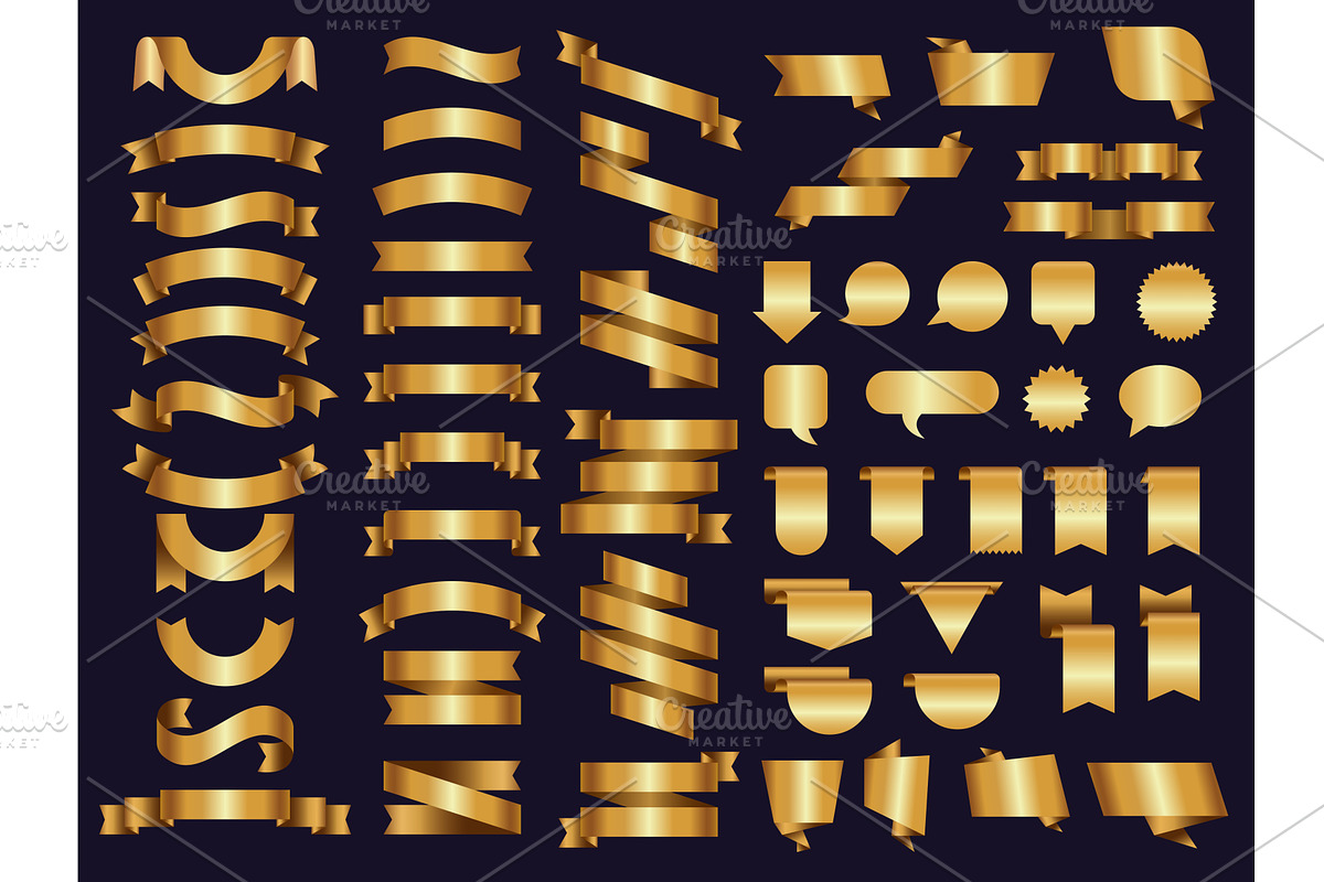 Golden ribbons. Decoration symbols, a Background Graphic by Onyx