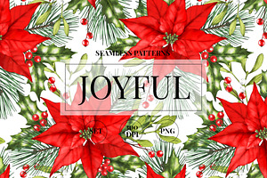 Poinsettia seamless pattern png.