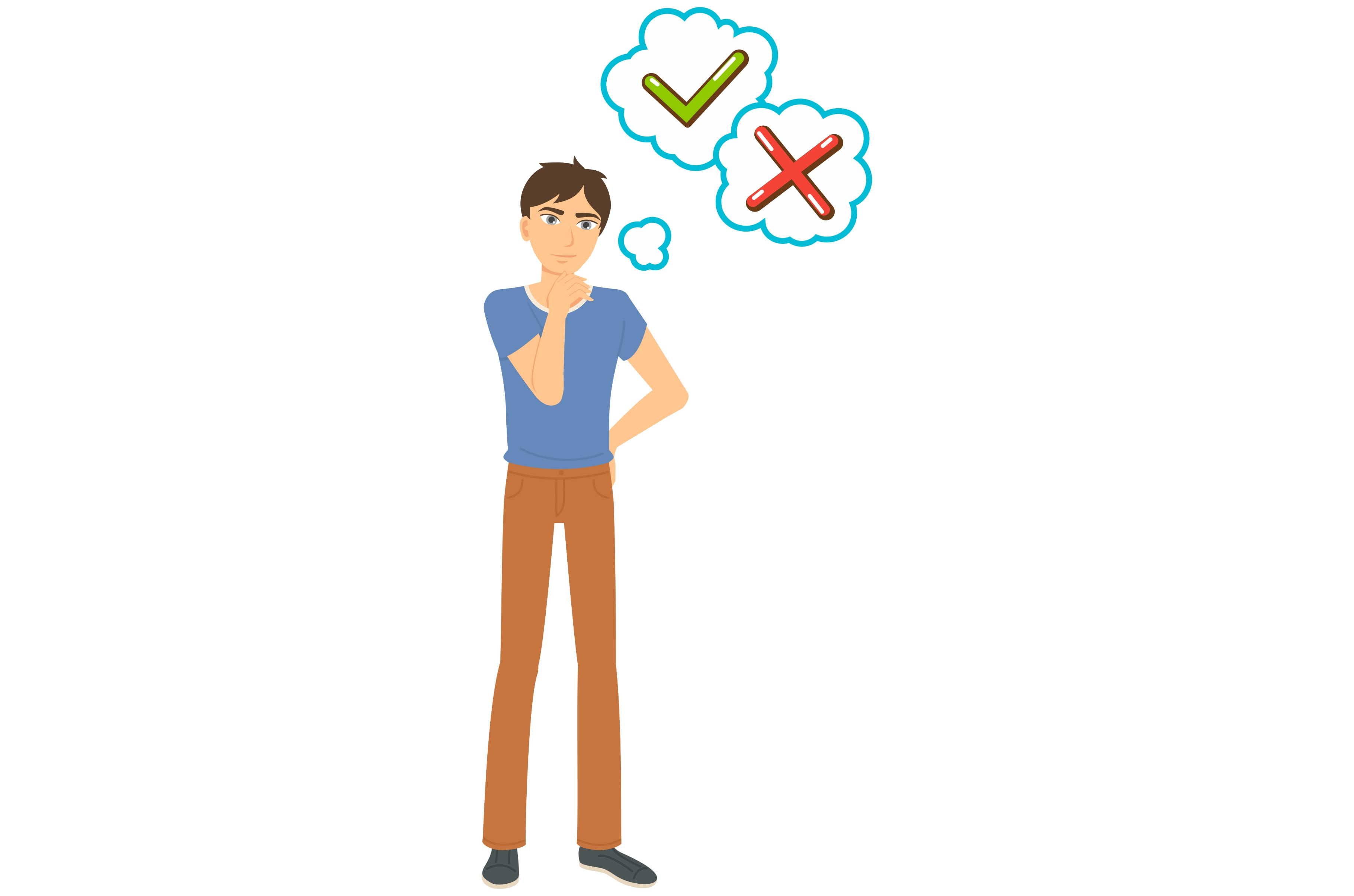 Thinking man with sign of acceptance, a Person Illustration by robuart ...