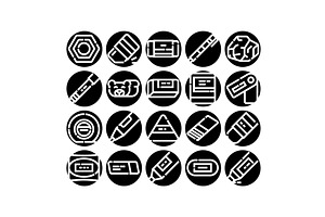 Eraser stationary tools line icons, an Object Illustration by pikepicture