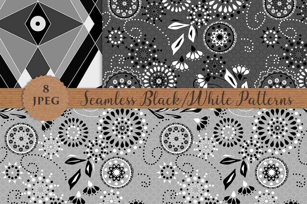 BLACK WHITE seamless patterns set, a Pattern Graphic by Futurel (Photo 3 of 4)