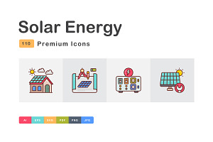 Solar Energy Icons, a Duotone Icon by vectorstank