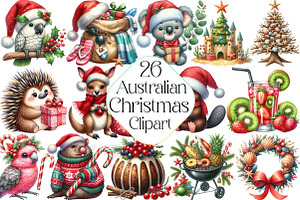Australian Christmas Clipart, an Illustration by DreamPrint404