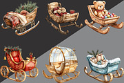 Christmas Sleigh Sublimation Clipart, an Illustration by Black Bird Studio (Thumbnail 2 of 6)
