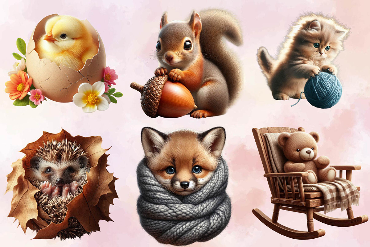 Watercolor Baby Animal Nursery Clipa, an Illustration by SVGArt (Photo 2 of 8)