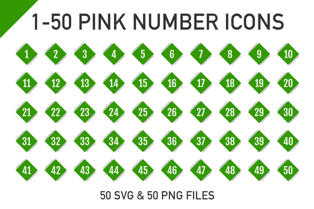 1-50 Green Cube Number Icons, an Icon by Designs By Alfredo