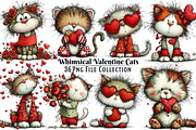 Whimsical Valentine's Cat Clipart, an Illustration by Dream Creation (Thumbnail 1 of 7)