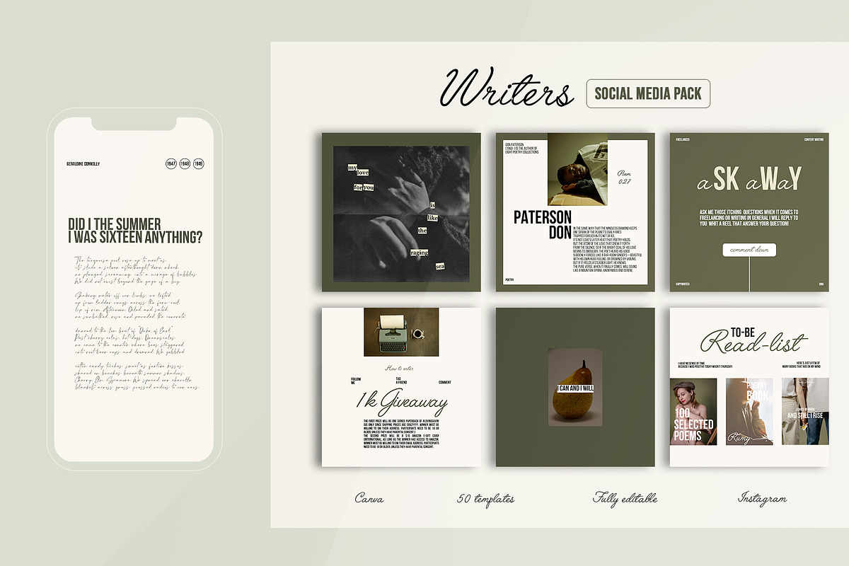 WRITERs | Social Media Pack, a Social Media Template by goodesign (Photo 1 of 12)