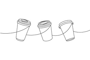 Coffee Takeaway Cups One Line