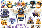Soft Purple Halloween Bees Clipart, an Illustration by Craft Nest (Thumbnail 1 of 6)