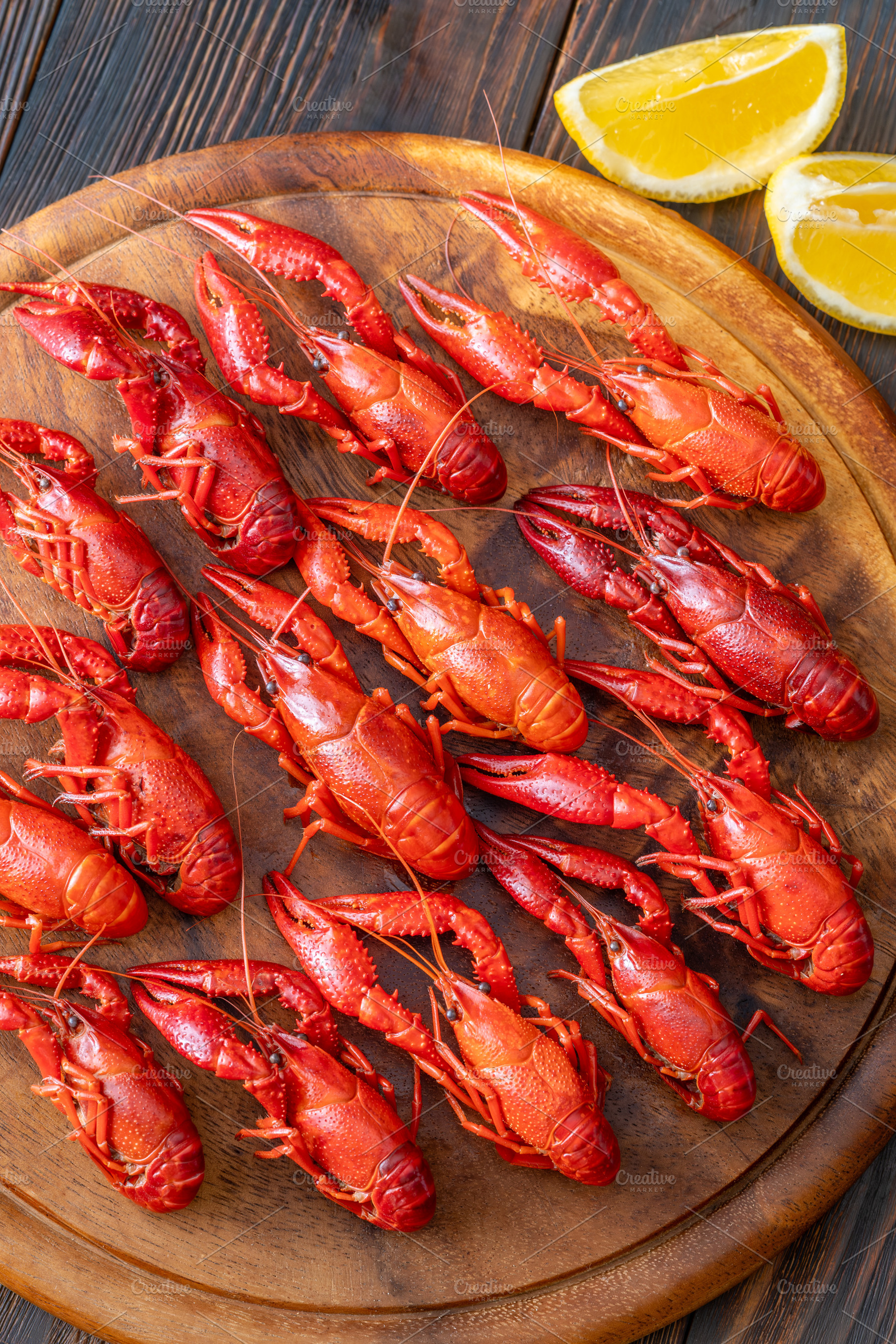 Top down boiled crawfish, a Food & Drink Photo by Alexander Prokopenko