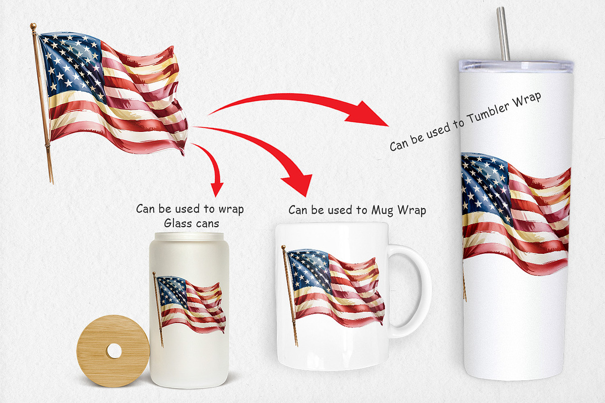 Watercolor American Flag, a Graphic by Artnoy (Photo 4 of 5)