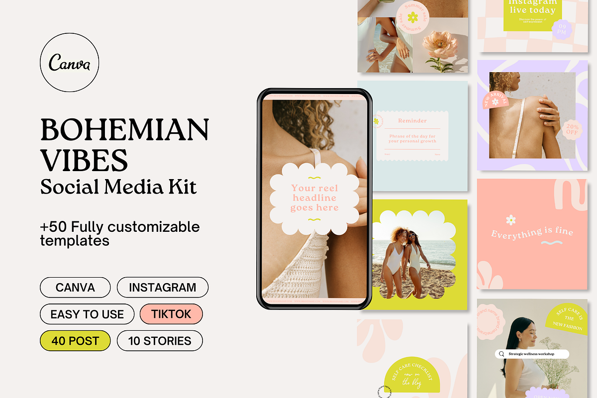 Bohemian vibes | Social Media Kit, a Social Media Template by Mila Estudio (Photo 1 of 7)