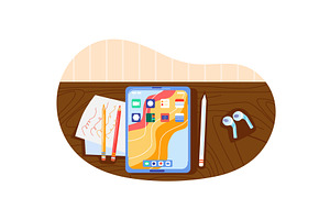 Designer work place vector, a Technology Illustration by vectorpointstudio