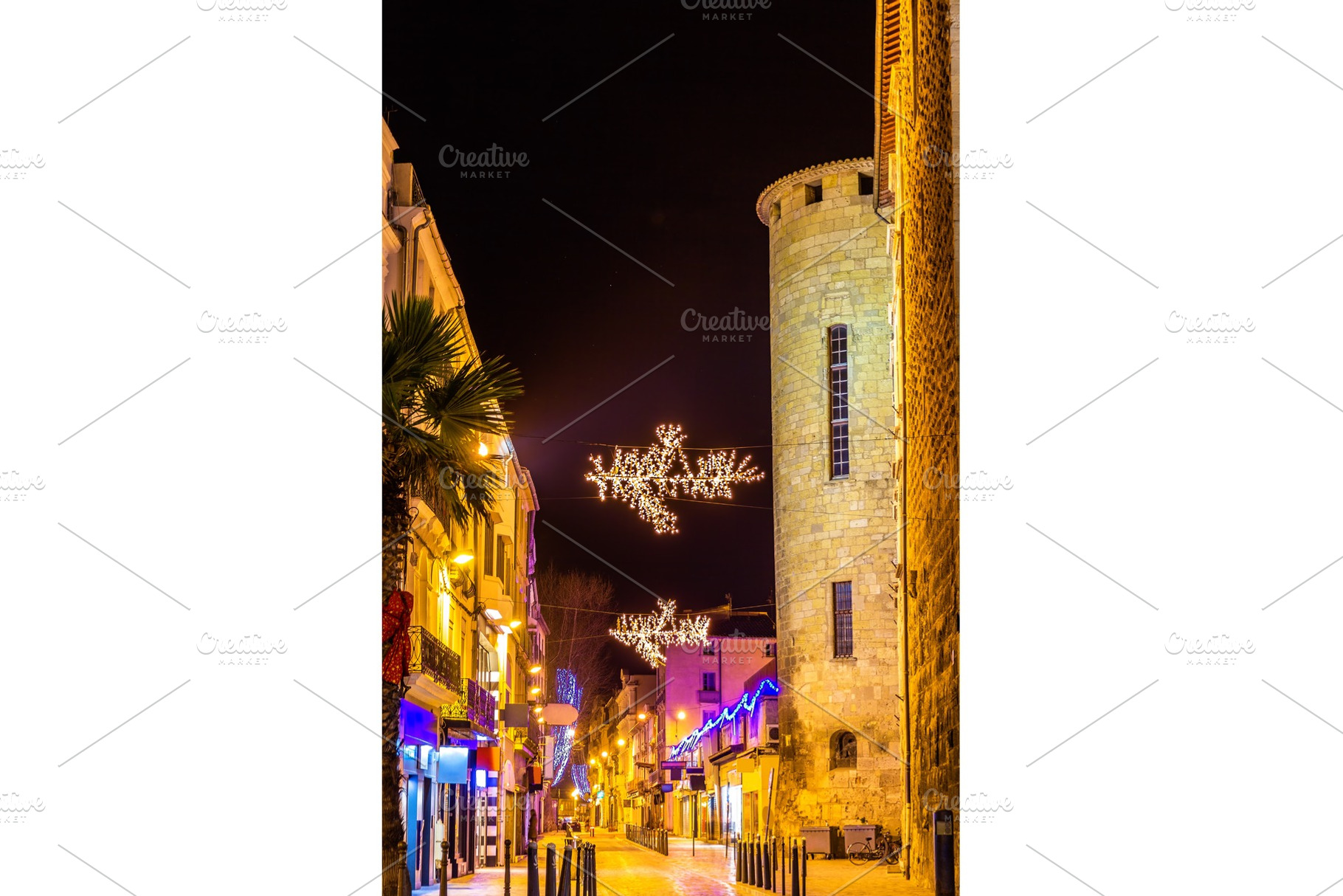 Street in Narbonne on Christmas - France, Languedoc-Rousillon, an Architecture Photo by Leonid Andronov