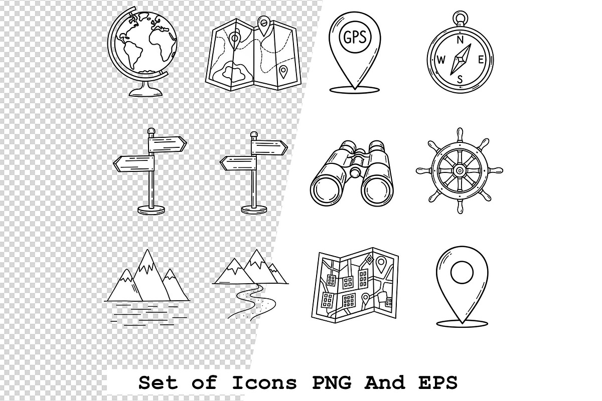 Set of  navigation icons vector, an Icon by one-touch