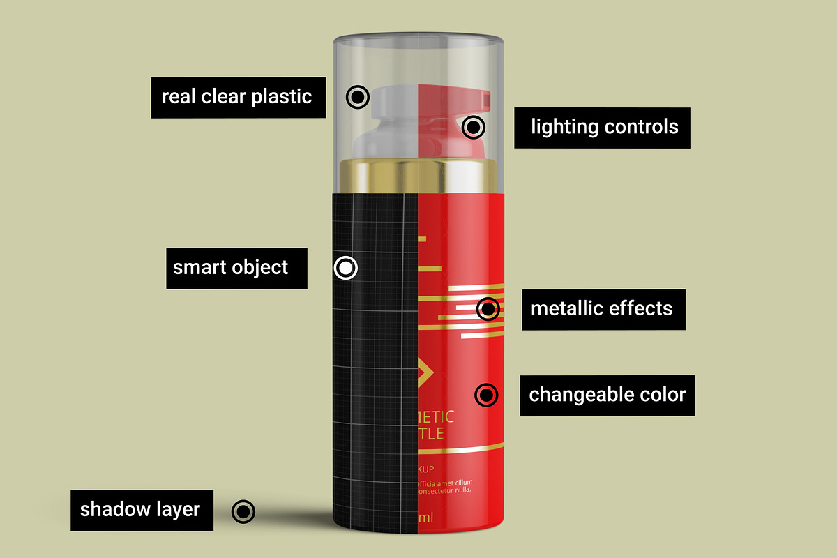 Airless Pump Cosmetic Bottle Mockup, a Cups & Container Mockup by Digitalphaser (Photo 2 of 5)