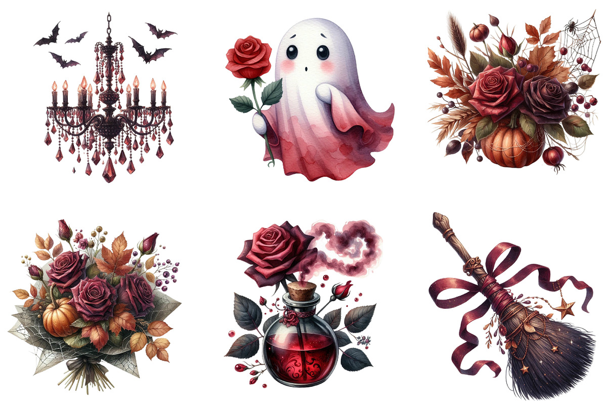 Burgundy & Halloween Sublimation Cli, an Illustration by DreamArtGraphic (Photo 2 of 5)