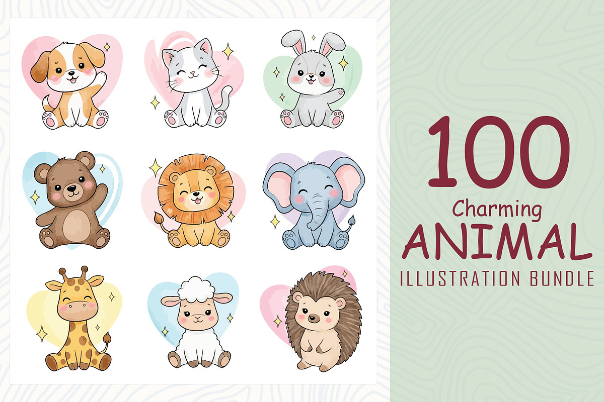 Animal lover illustrations bundle, an Animal Illustration by Sofia's Fashion (Photo 1 of 3)