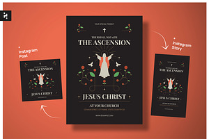 Black Minimal Jesus Ascension Flyer, a Flyer Template by Neermana