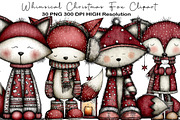 Whimsical Christmas Fox Clipart, an Animal Illustration by Black Bird Studio (Thumbnail 1 of 5)