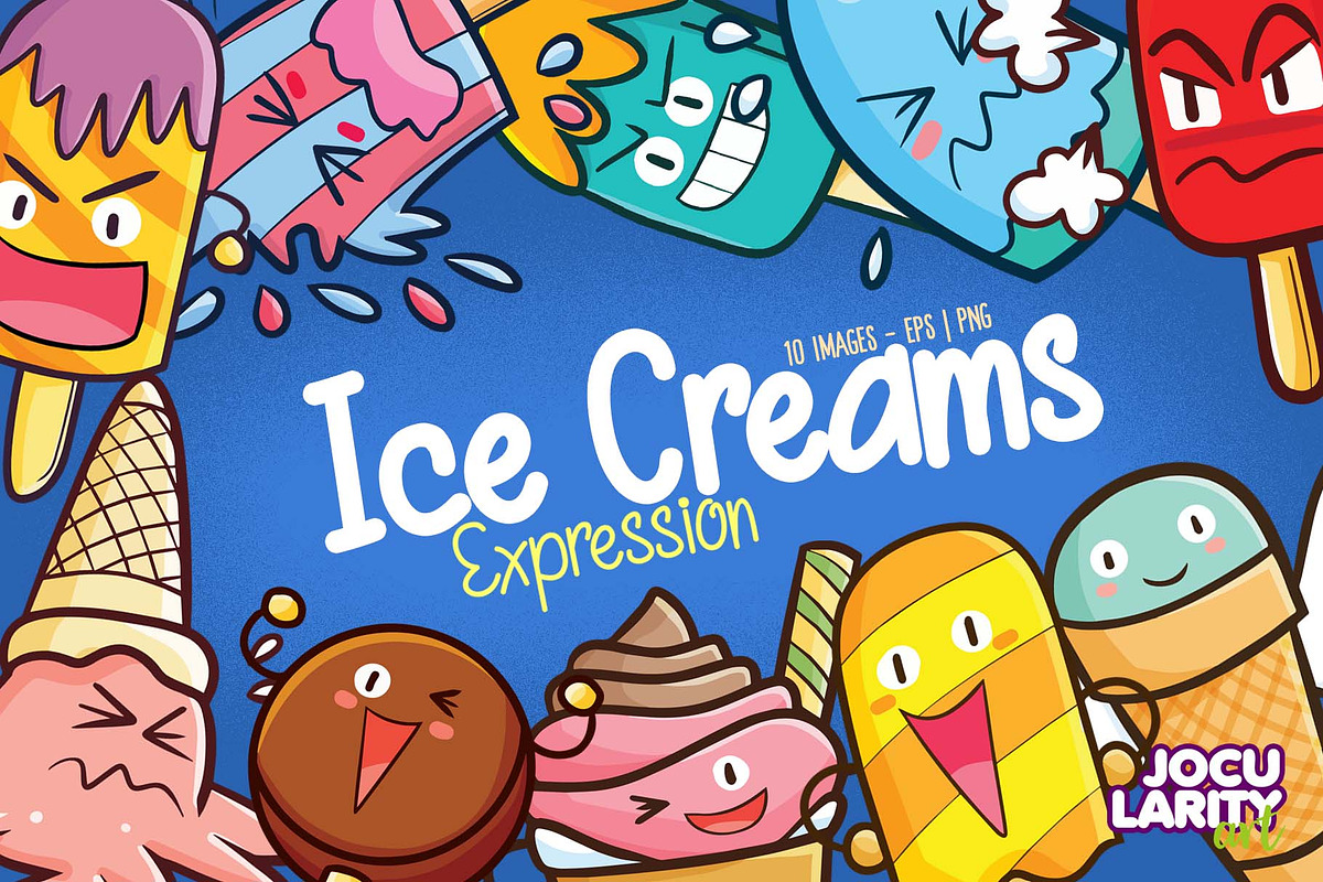 Cute Ice Creams Expression cartoon, a Food Illustration by Jocularity Art (Photo 1 of 3)